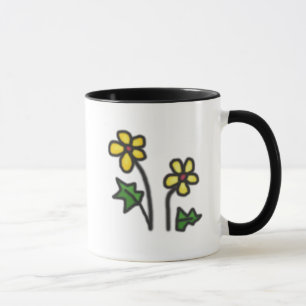 Taza Flor amarilla dibujada con dulces