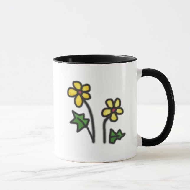 Taza Flor amarilla dibujada con dulces (Derecha)