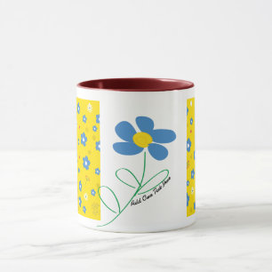 Taza Flor amarilla, roja y azul