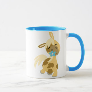 Taza Flor azul y picadura de Pony