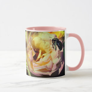Taza Flor De Abeja Y Rosa Personalizada
