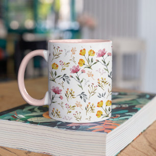 Taza Flor de agua blanca rosada