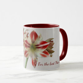 Taza Flor de amaryllis roja con texto personalizado