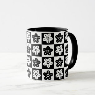 Taza Flor de baño blanco negro