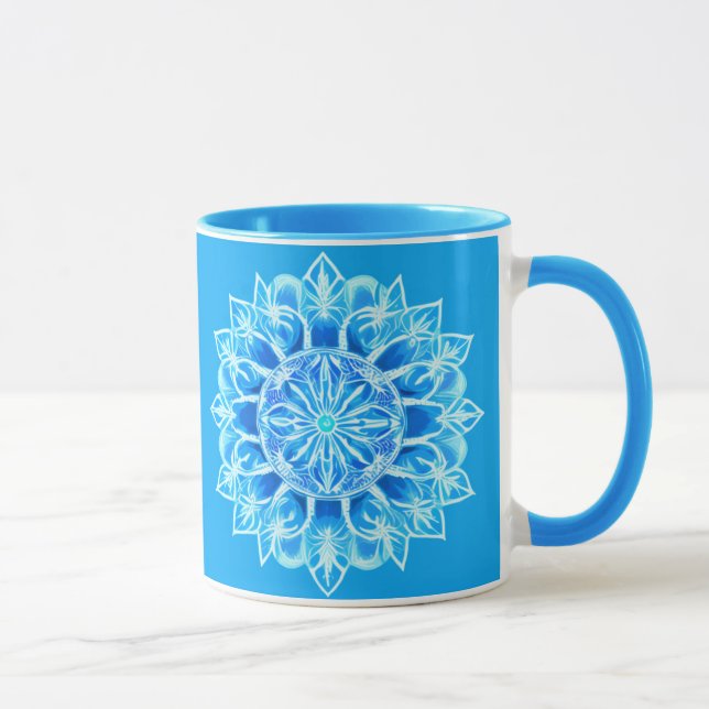 Taza Flor de Batik Mandala en turquesa (Derecha)