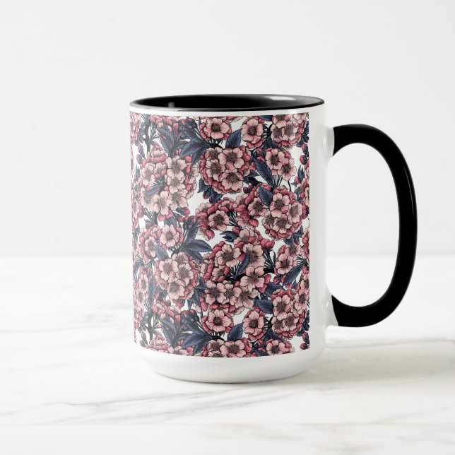 Taza Flor de cerezo en rosa y azul (Derecha)