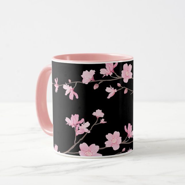 Taza Flor de cerezo - Negro (Anverso izquierdo)
