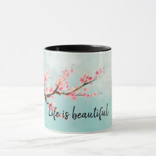 Taza Flor de cerezo rosa Aqua     