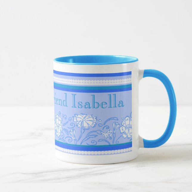 Taza flor de clavel azul amigo querido (Derecha)