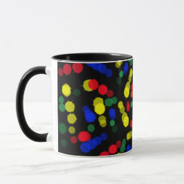 Taza Flor de colores arcoiris borrosos y punteados