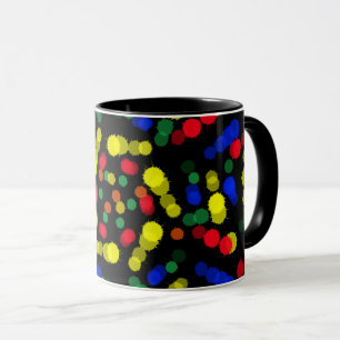 Taza Flor de colores de arcoíris borrosos y punteados