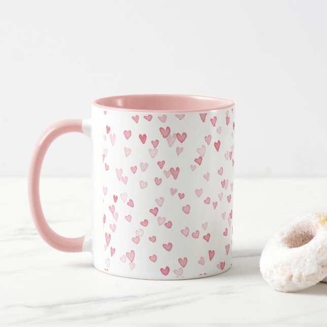 Taza Flor de corazón rosado (Con donut)