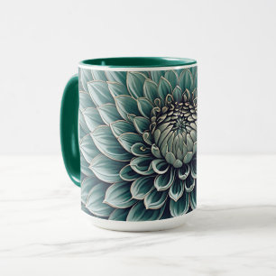 Taza Flor de Dahlia en el Verde azulado Aqua Blue Digit