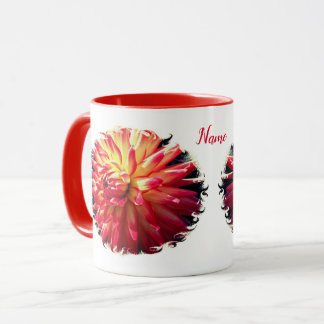 Taza Flor de Dahlia vibrante personalizada