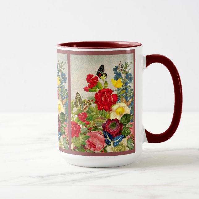Taza Flor de época Bouquet con mariposas (Derecha)