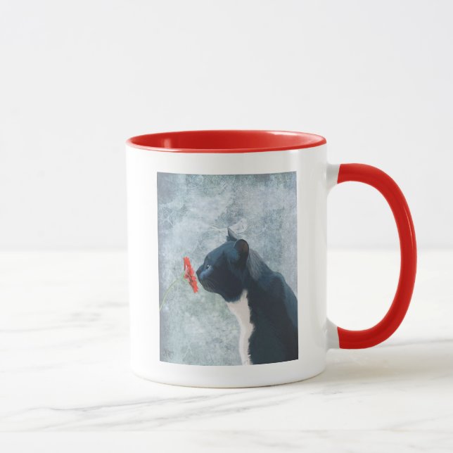 Taza Flor de esnifado de gato negro (Derecha)