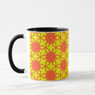 Taza Flor de Estrella Explosiva Naranja Sobre Amarillo