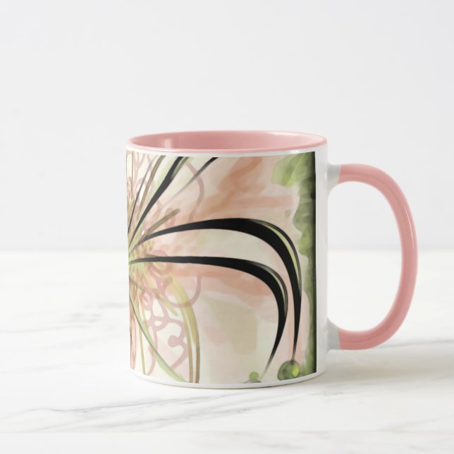 Taza Flor de fantasía (11 oz. Cerámica Mug) (Derecha)