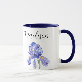 Taza Flor de iris nombre personalizado mug (estilo: Mad