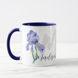 Taza Flor de iris nombre personalizado mug (estilo: Mad