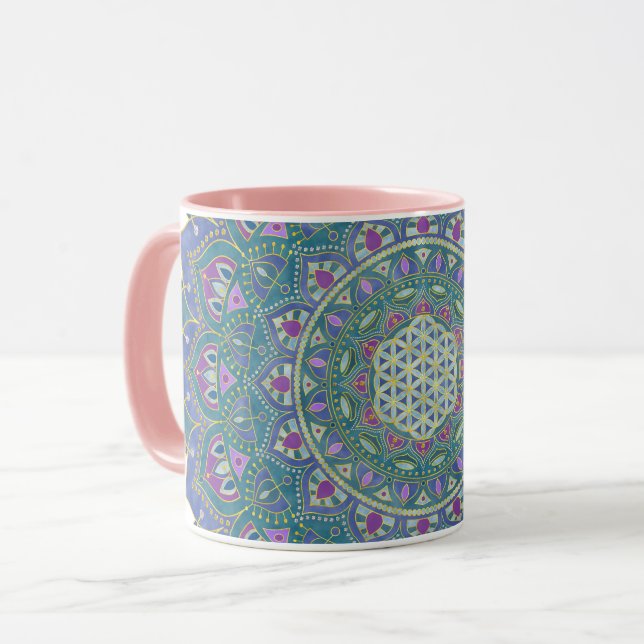 Taza Flor de la Vida - Mandala Estilo India 1 (Anverso izquierdo)