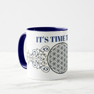 Taza Flor de la vida - Ornamentos de época oro azul