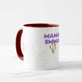 Taza Flor de lirio blanco y negrita mami texto personal
