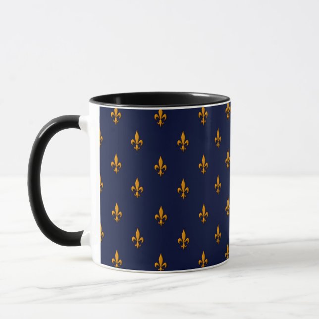 Taza Flor de lis - azules marinos y oro (Izquierda)