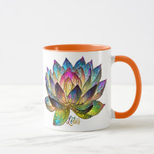 Taza Flor de Loto Colorida de Vidrio Pintado