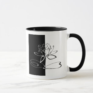 Taza Flor de Loto Negra Blanca Yin Yang