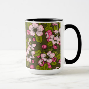 Taza Flor de manzana en verde oscuro
