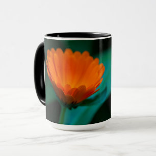 Taza flor de margarita naranja