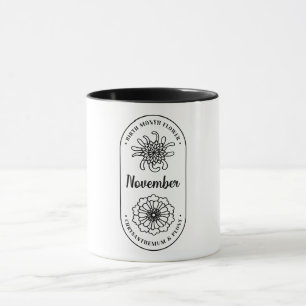 Taza Flor de mes de nacimiento Noviembre Crisantemo
