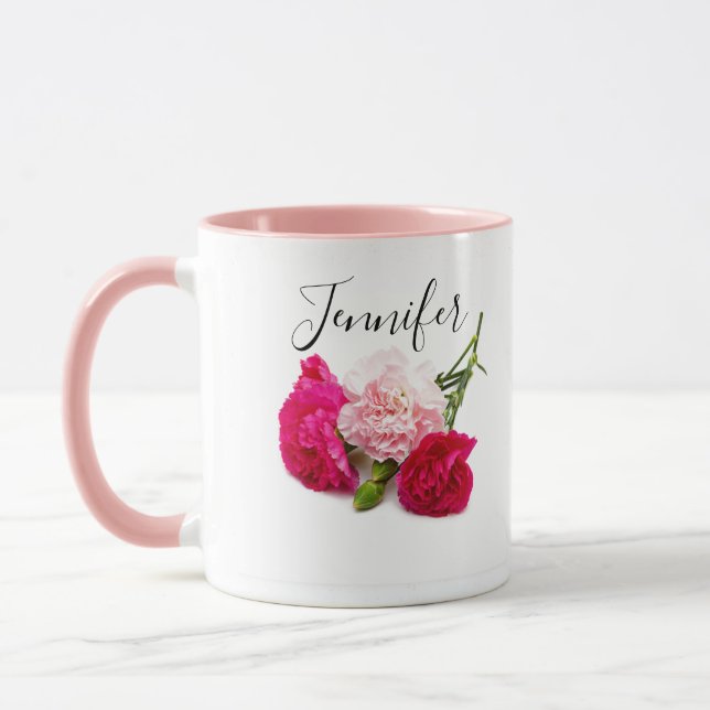 Taza Flor de mes de nacimiento -personalizada en enero (Izquierda)