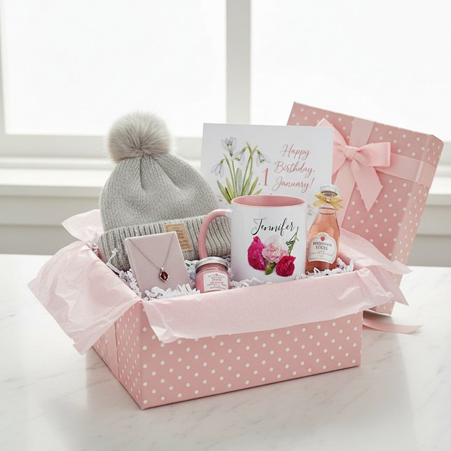 Taza Flor de mes de nacimiento -personalizada en enero (Subido por el creador)