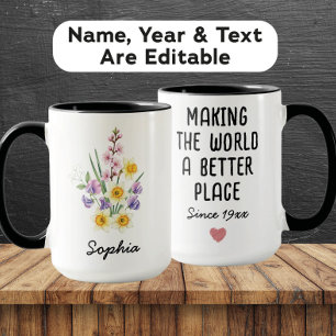 Taza Flor de nacimiento personalizada de abril - Nombre