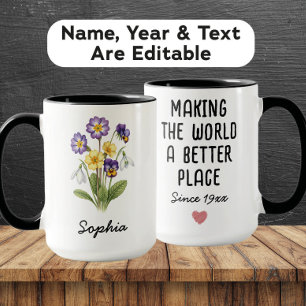 Taza Flor de nacimiento personalizada de febrero - Nomb