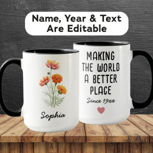 Taza Flor de nacimiento personalizada de octubre - Nomb