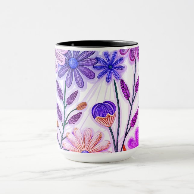 Taza Flor de papel y hilo: Flor silvestre 3D (Centro)