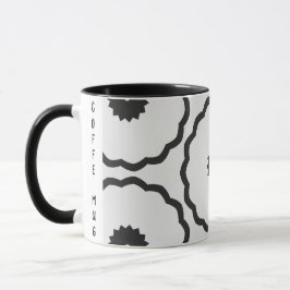 Taza Flor de Punto Blanco y Negro Personalizado Resumen