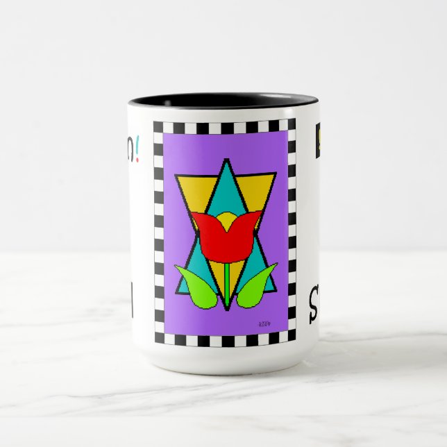 Taza Flor de Shalom sobre Star of David mug (Centro)