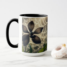 Taza Flor de Spiderweb de orquídea negra
