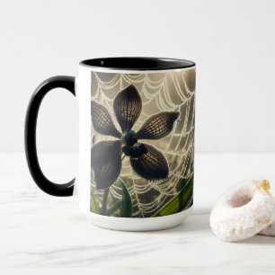 Taza Flor de Spiderweb de orquídea negra