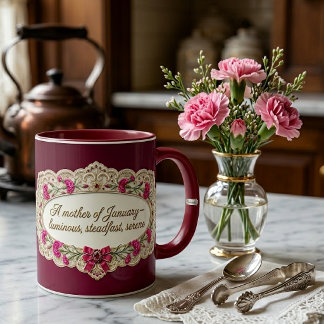 Taza Flor del mes de enero Clavel Cota de la madre