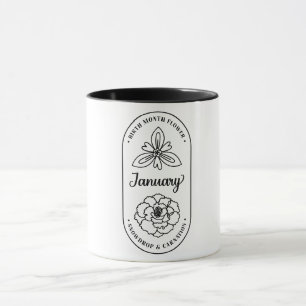 Taza Flor del Mes de Nacimiento Enero Clavel