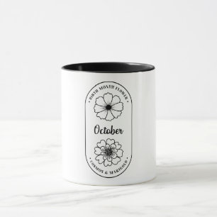 Taza Flor del Mes de Nacimiento Octubre Cosmos Marigold