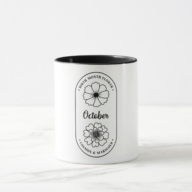 Taza Flor del Mes de Nacimiento Octubre Cosmos Marigold (Centro)