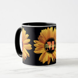 Taza Flor elegante de la margarita del monograma del