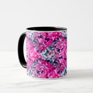 Taza Flor floral beige amarillo naranja marrón flores f