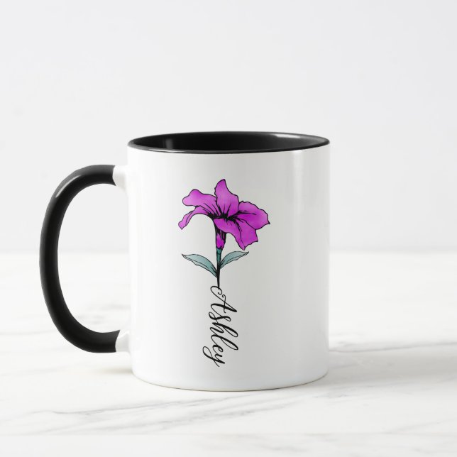 Taza Flor lirio rosa personalizada (Izquierda)